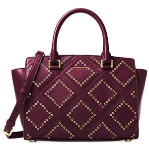 Michael Kors Selma Diamond Grommet Plum satchel